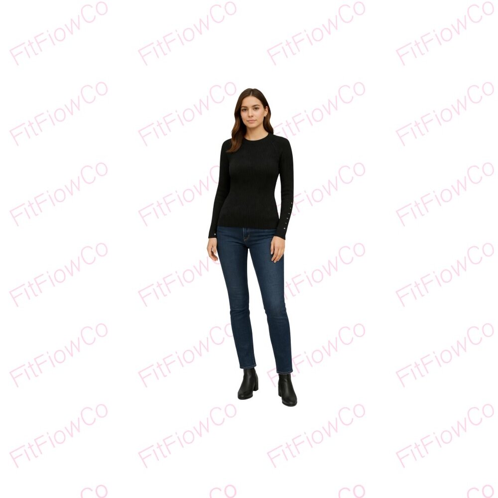 Vila Milano Black Ribbed Sweater – Size L (NWT)
